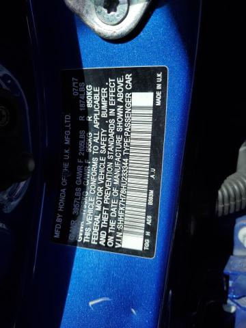 SHHFK7H78HU233344 - 2017 HONDA CIVIC EXL ლურჯი ფოტო 12