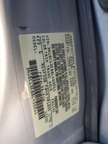 3N1BC13E88L450011 - 2008 NISSAN VERSA S SILVER photo 12