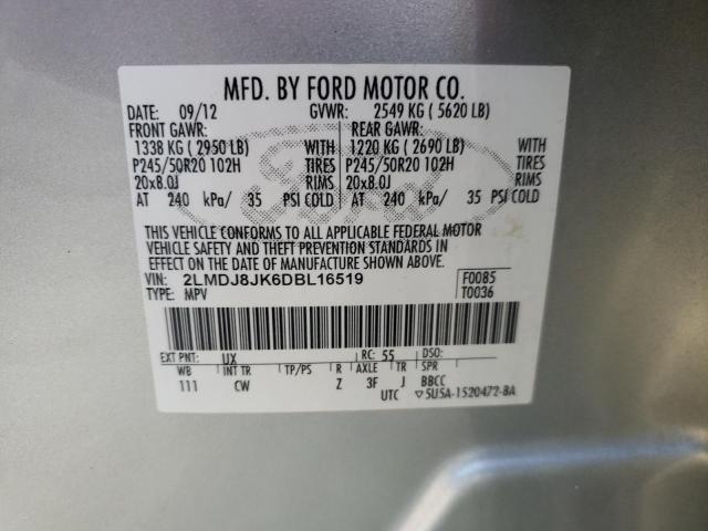 2LMDJ8JK6DBL16519 - 2013 LINCOLN MKX SILVER photo 14