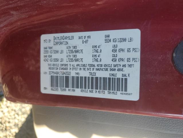 3D7MX48A17G842522 - 2007 DODGE RAM 3500 ST RED photo 13