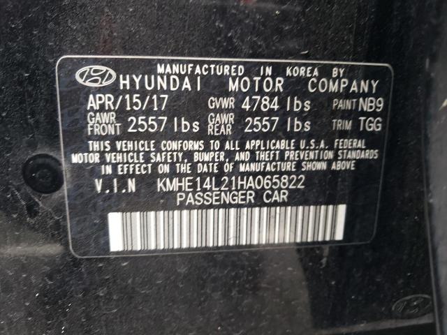 KMHE14L21HA065822 - 2017 HYUNDAI SONATA PLUG-IN HYBRID BLACK photo 12