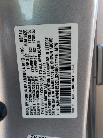 5J6RM4H52CL036661 - 2012 HONDA CR-V EX SILVER photo 13