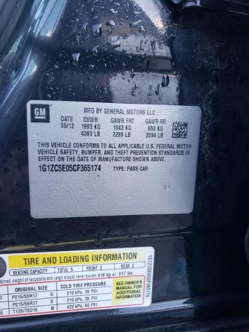 1G1ZC5E05CF365174 - 2012 CHEVROLET MALIBU 1LT გრაფიტი ფოტო 12