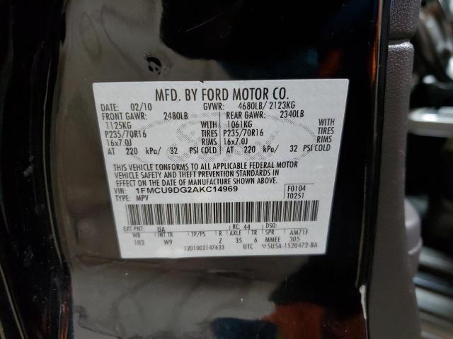 1FMCU9DG2AKC14969 - 2010 FORD ESCAPE XLT BLACK photo 13