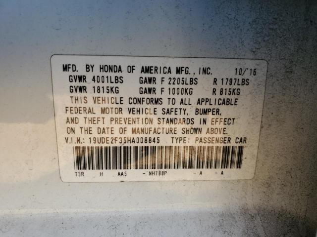 19UDE2F35HA008845 - 2017 ACURA ILX BASE WATCH PLUS WHITE photo 12