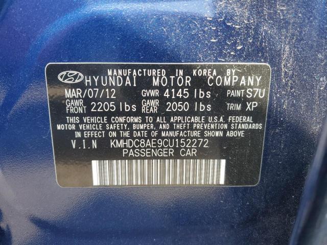 KMHDC8AE9CU152272 - 2012 HYUNDAI ELANTRA TO GLS BLUE photo 12