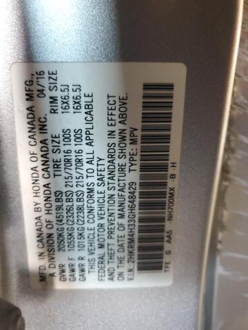 2HKRM4H33GH648429 - 2016 HONDA CR-V LX SILVER photo 13