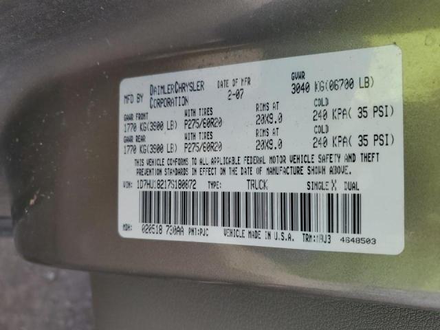 1D7HU18217S180872 - 2007 DODGE RAM 1500 ST TAN photo 12