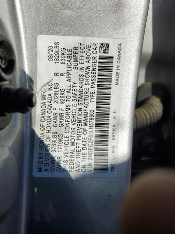 2HGFC2F63LH579902 - 2020 HONDA CIVIC LX SILVER photo 13