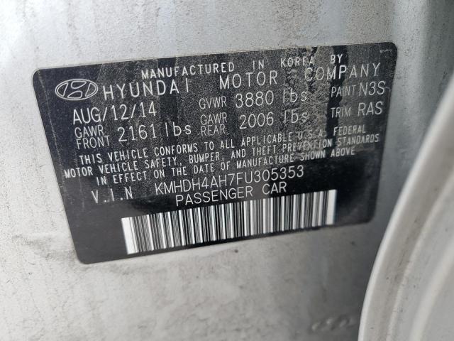 KMHDH4AH7FU305353 - 2015 HYUNDAI ELANTRA SE SILVER photo 12