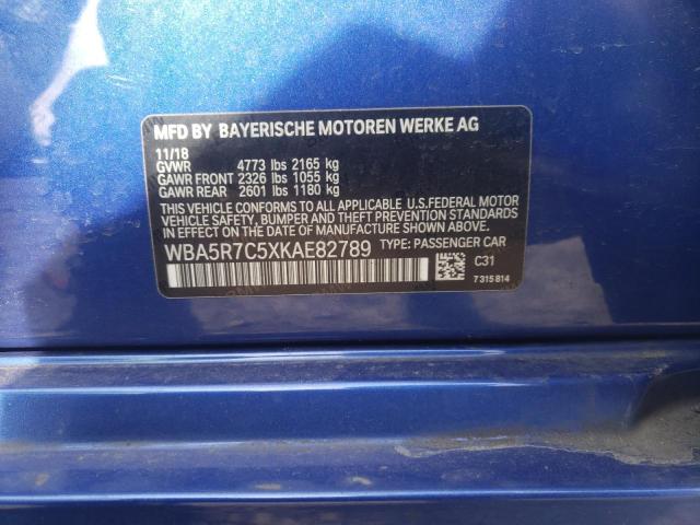 WBA5R7C5XKAE82789 - 2019 BMW 330XI BLUE photo 12