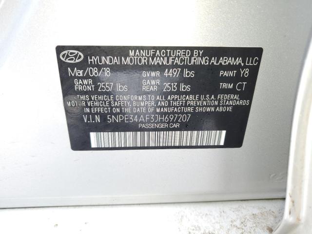 5NPE34AF3JH697207 - 2018 HYUNDAI SONATA SPORT SILVER photo 12