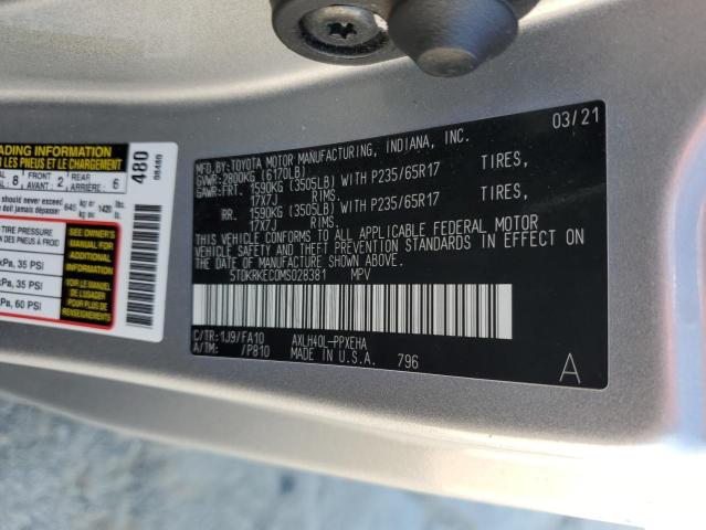 5TDKRKEC0MS028381 - 2021 TOYOTA SIENNA LE SILVER photo 13