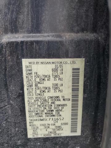 5N1AR18W05C731652 - 2005 NISSAN PATHFINDER LE შავი ფოტო 13