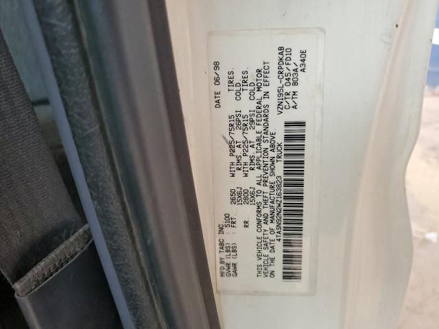 4TASN92N2WZ163823 - 1998 TOYOTA TACOMA XTRACAB PRERUNNER Ақ фото 12