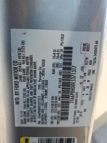 1FA6P0HD0E5371317 - 2014 FORD FUSION SE GRAY photo 12