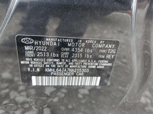 KMHL64JA7NA215303 - 2022 HYUNDAI SONATA SEL GRAY photo 13