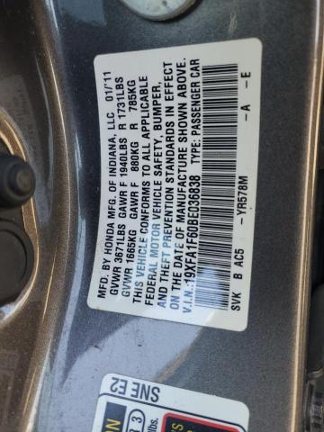 19XFA1F60BE036838 - 2011 HONDA CIVIC LX-S Grau Foto 12