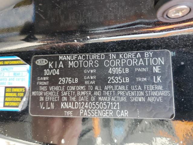 KNALD124055057121 - 2005 KIA AMANTI BLACK photo 12