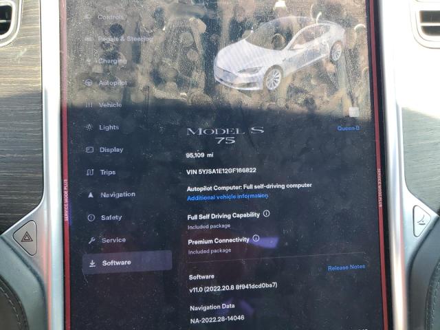 5YJSA1E12GF166822 - 2016 TESLA MODEL S Սպիտակ լուսանկար 9