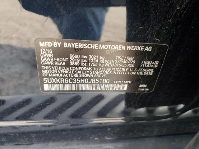 5UXKR6C35H0J85180 - 2017 BMW X5 XDRIVE50I BLUE photo 13