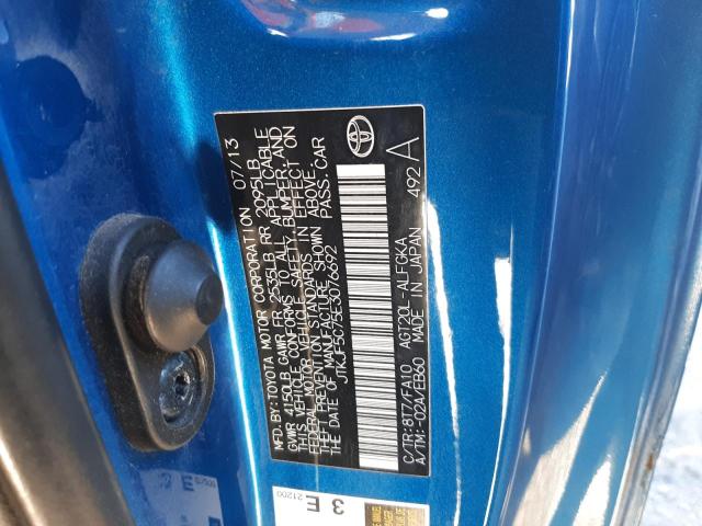 JTKJF5C75E3076692 - 2014 TOYOTA SCION TC ლურჯი ფოტო 12