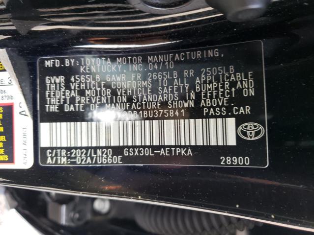 4T1BK3DB1BU375841 - 2011 TOYOTA AVALON BASE BLACK photo 12