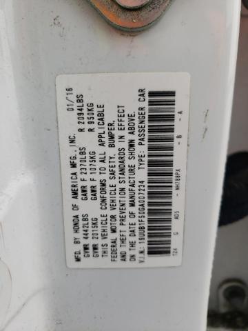 19UUB1F50GA007234 - 2016 ACURA TLX TECH WHITE photo 12