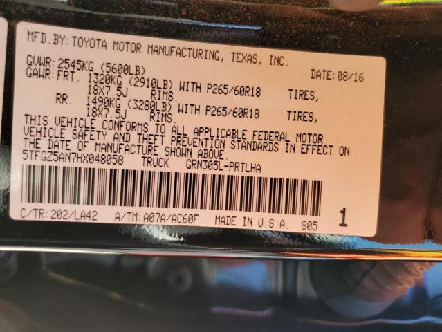 5TFGZ5AN7HX048058 - 2017 TOYOTA TACOMA DOUBLE CAB 黑色 照片 12