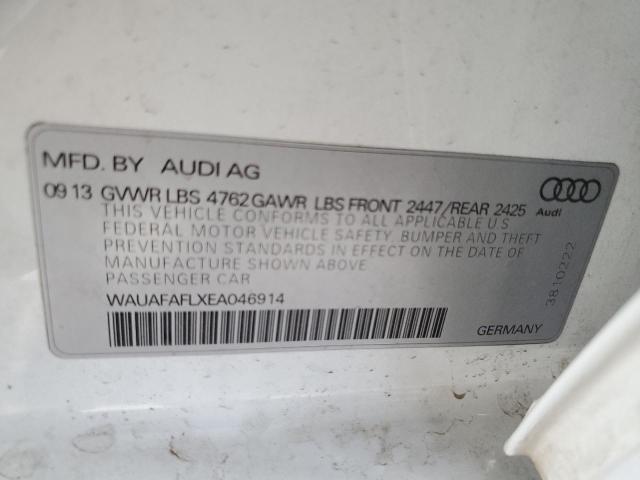 WAUAFAFLXEA046914 - 2014 AUDI A4 PREMIUM WHITE photo 12