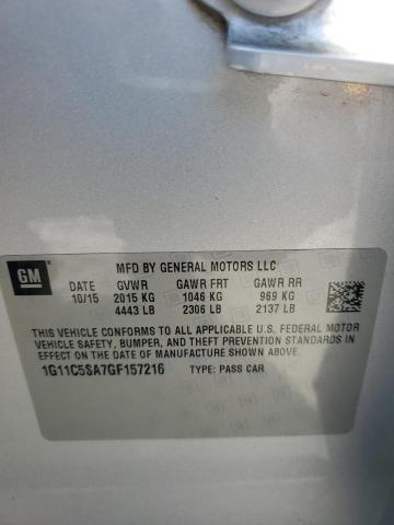 1G11C5SA7GF157216 - 2016 CHEVROLET MALIBU LIM LT SILVER photo 13