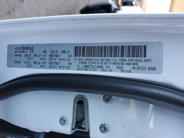 1C6RR6TT2LS134465 - 2020 RAM 1500 CLASS SLT თეთრი ფოტო 12