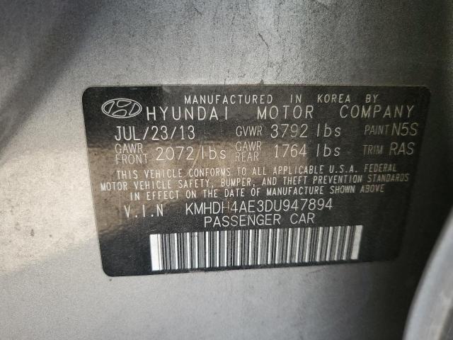 KMHDH4AE3DU947894 - 2013 HYUNDAI ELANTRA GLS GRAY photo 12