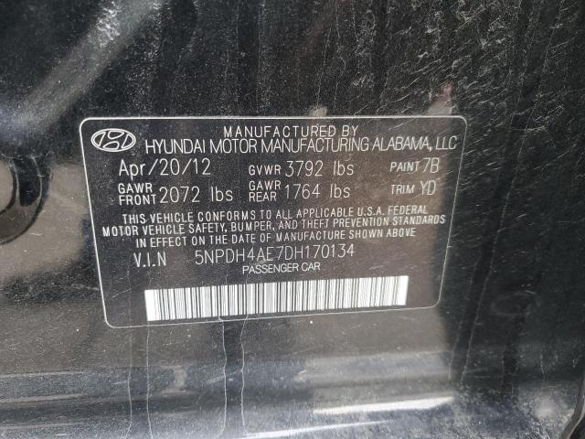 5NPDH4AE7DH170134 - 2013 HYUNDAI ELANTRA GLS BLACK photo 12