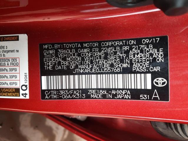 JTNKARJE0JJ557681 - 2018 TOYOTA COROLLA IM RED photo 13