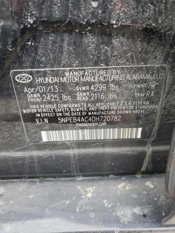 5NPEB4AC4DH720782 - 2013 HYUNDAI SONATA GLS BLACK photo 12