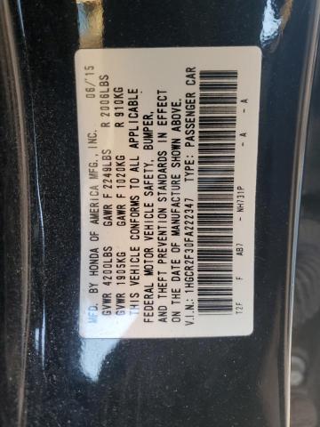 1HGCR2F30FA222347 - 2015 HONDA ACCORD LX BLACK photo 12