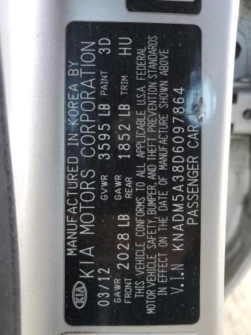 KNADM5A38D6097864 - 2013 KIA RIO LX SILVER photo 12