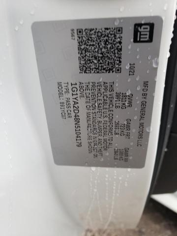 1G1YA2D48N5104179 - 2022 CHEVROLET CORVETTE STINGRAY 1LT WHITE photo 12