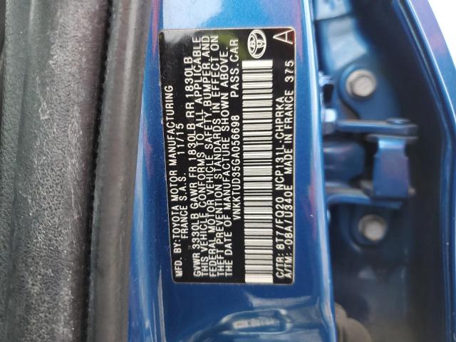 VNKKTUD35GA056698 - 2016 TOYOTA YARIS L BLUE photo 12