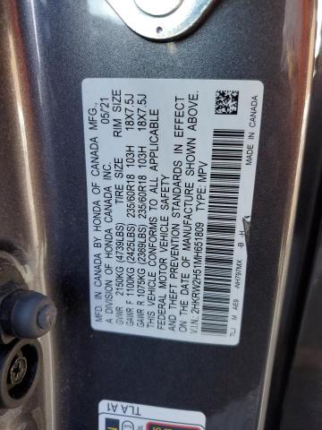 2HKRW2H51MH651809 - 2021 HONDA CR-V EX GRAY photo 13