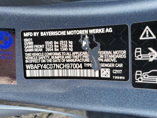 WBAFY4C07NCH97004 - 2022 BMW M850XI BLUE photo 13