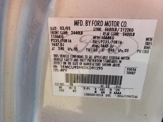 1FMCU95H85KD91295 - 2005 FORD ESCAPE HEV SILVER photo 13