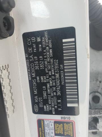 3KPA24AD3ME378902 - 2021 KIA RIO LX WHITE photo 12