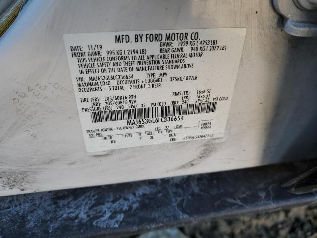 MAJ6S3GL6LC336654 - 2020 FORD ECOSPORT SE თეთრი ფოტო 13