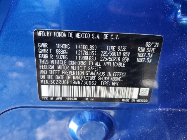 3CZRU6H19MM730062 - 2021 HONDA HR-V SPORT BLUE photo 12