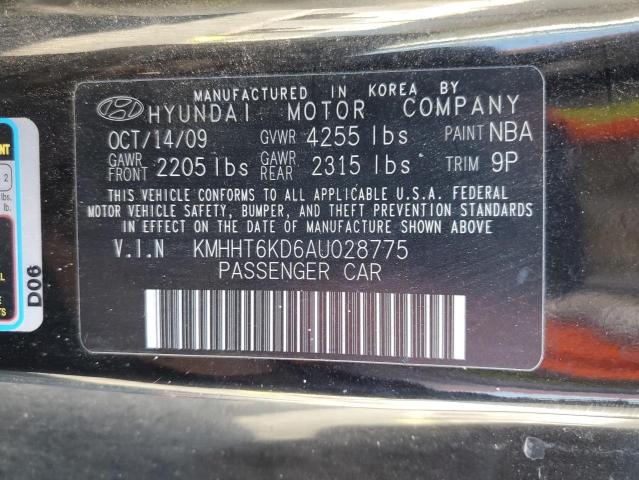 KMHHT6KD6AU028775 - 2010 HYUNDAI GENESIS CO 2.0T BLACK photo 12