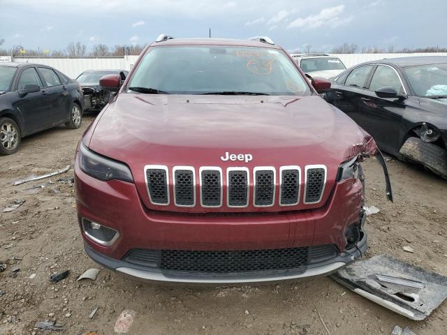 1C4PJLDB5KD185344 - 2019 JEEP CHEROKEE LIMITED BURGUNDY photo 5