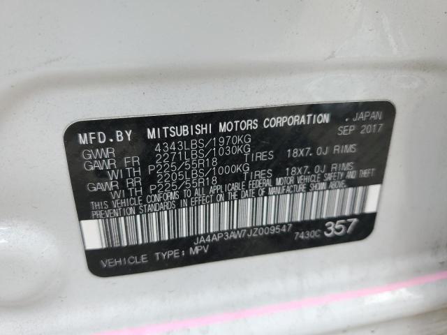 JA4AP3AW7JZ009547 - 2018 MITSUBISHI OUTLANDER ES WHITE photo 14