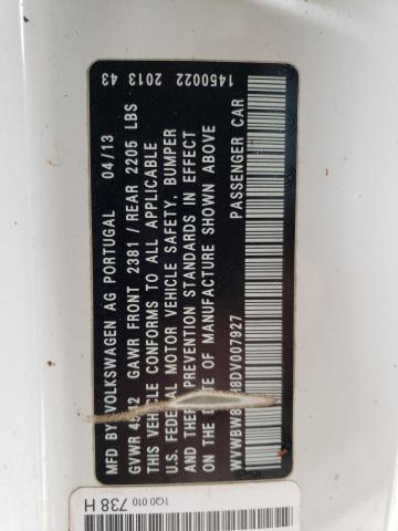 WVWBW8AH8DV007927 - 2013 VOLKSWAGEN EOS KOMFOR 白色 照片 12